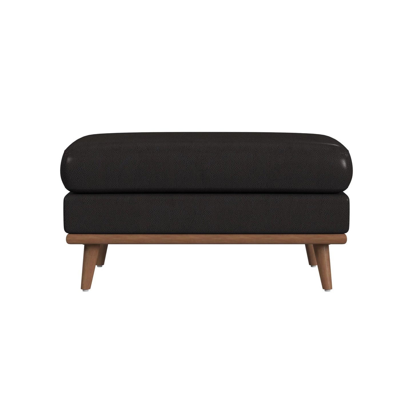 Horizon - Ottoman With Wood Base - Pebble Dark Gray