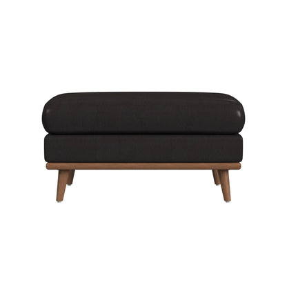 Horizon - Ottoman With Wood Base - Pebble Dark Gray