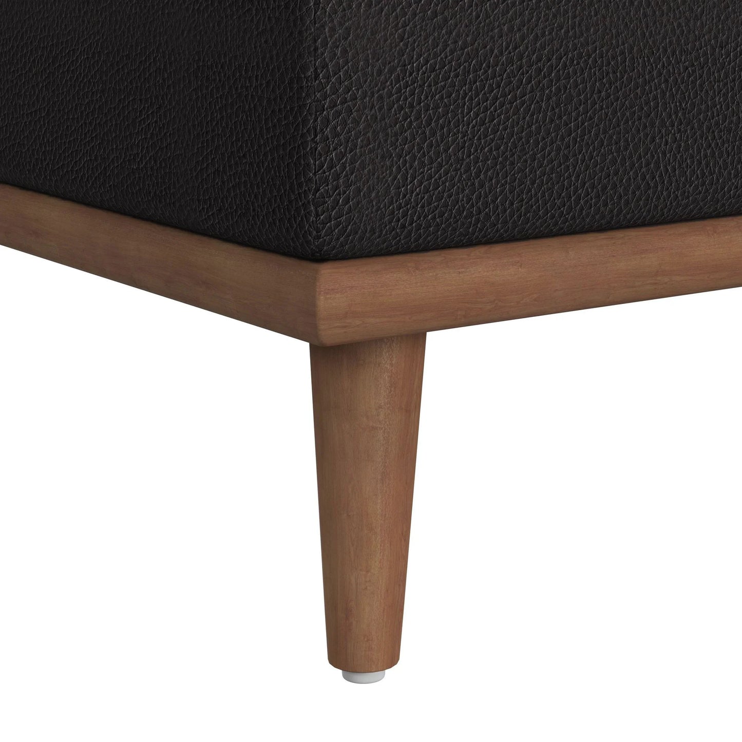 Horizon - Ottoman With Wood Base - Pebble Dark Gray