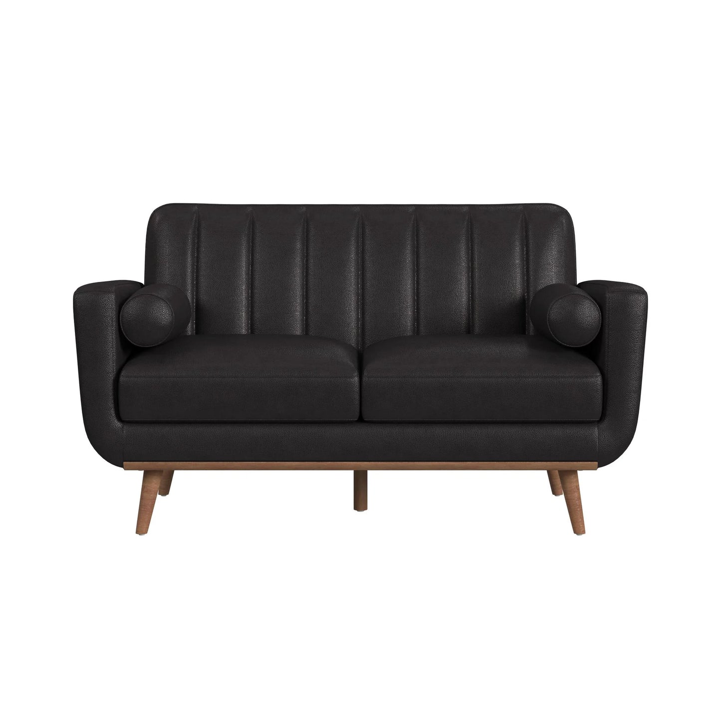 Horizon - Loveseat With Wood Front 2 Pillows - Pebble Dark Gray