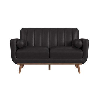 Horizon - Loveseat With Wood Front 2 Pillows - Pebble Dark Gray