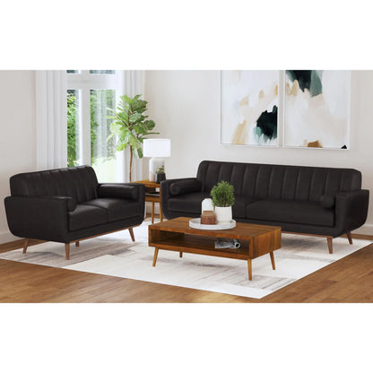 Horizon - Loveseat With Wood Front 2 Pillows - Pebble Dark Gray