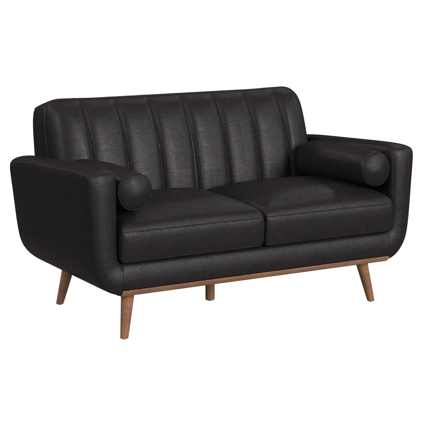 Horizon - Loveseat With Wood Front 2 Pillows - Pebble Dark Gray