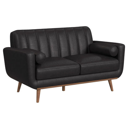 Horizon - Loveseat With Wood Front 2 Pillows - Pebble Dark Gray