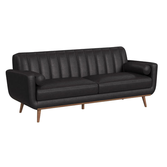 Horizon - Sofa With Wood Front And 2 Pillows - Pebble Dark Gray
