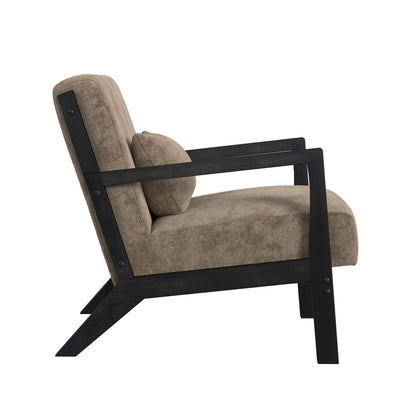 Marina - Chair With Kidney Pillow - Brushed Espresso / Light Brown