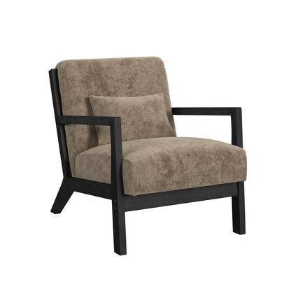 Marina - Chair With Kidney Pillow - Brushed Espresso / Light Brown