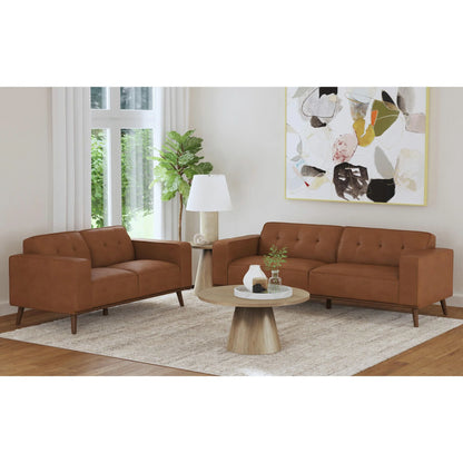 Destiny - Sofa With Wood Front - Pebble Tan