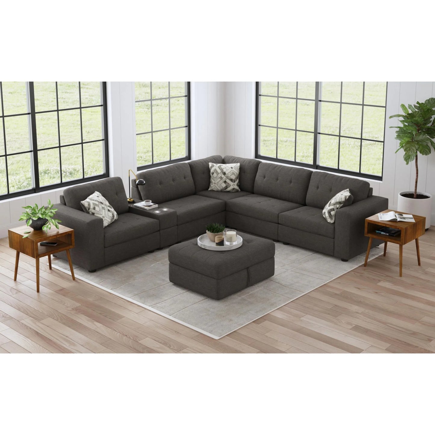 Options One - 7 Piece Living Room Set - Palmer Plus Ash