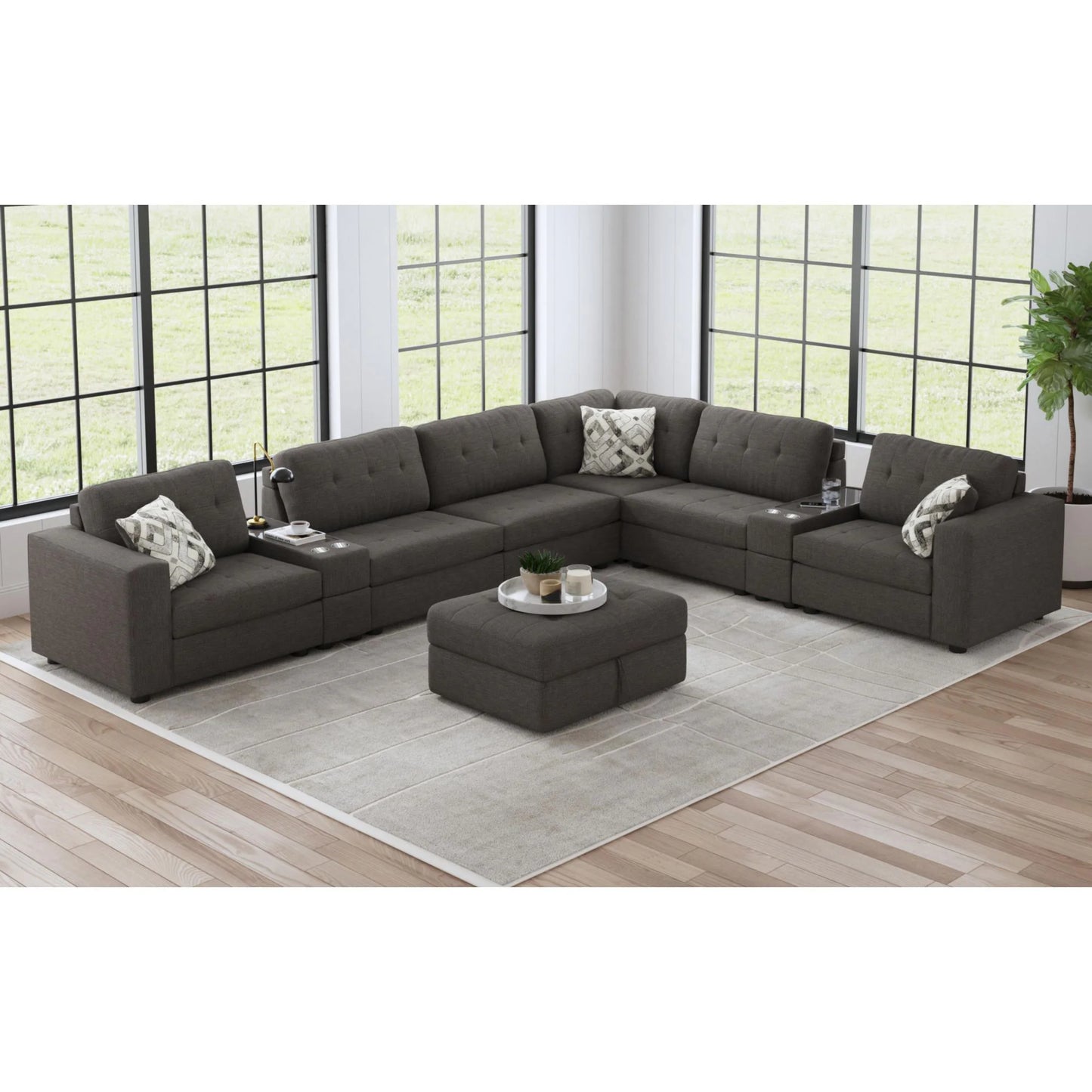Options One - 9 Piece Living Room Set - Palmer Plus Ash