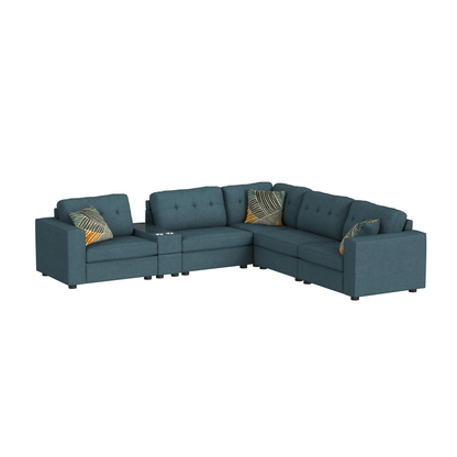 Options One - 7 Piece Living Room Set - Palmer Plus Teal