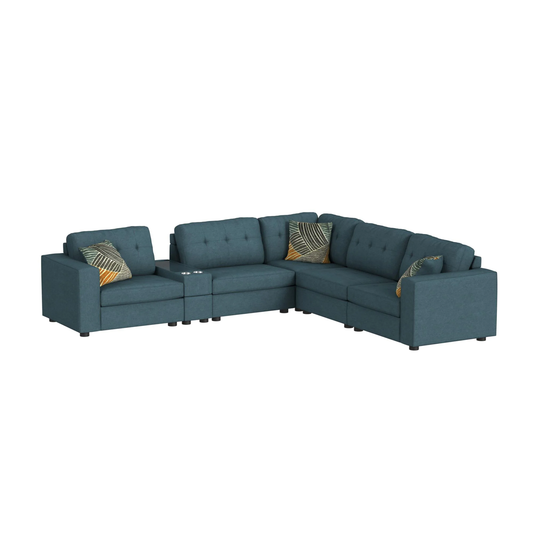 Options One - 7 Piece Living Room Set - Palmer Plus Teal