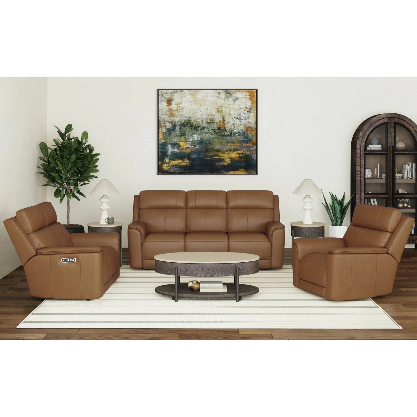 Mustang - Power Motion Loveseat With Power Headrest And Lumbar - Aline Butternut