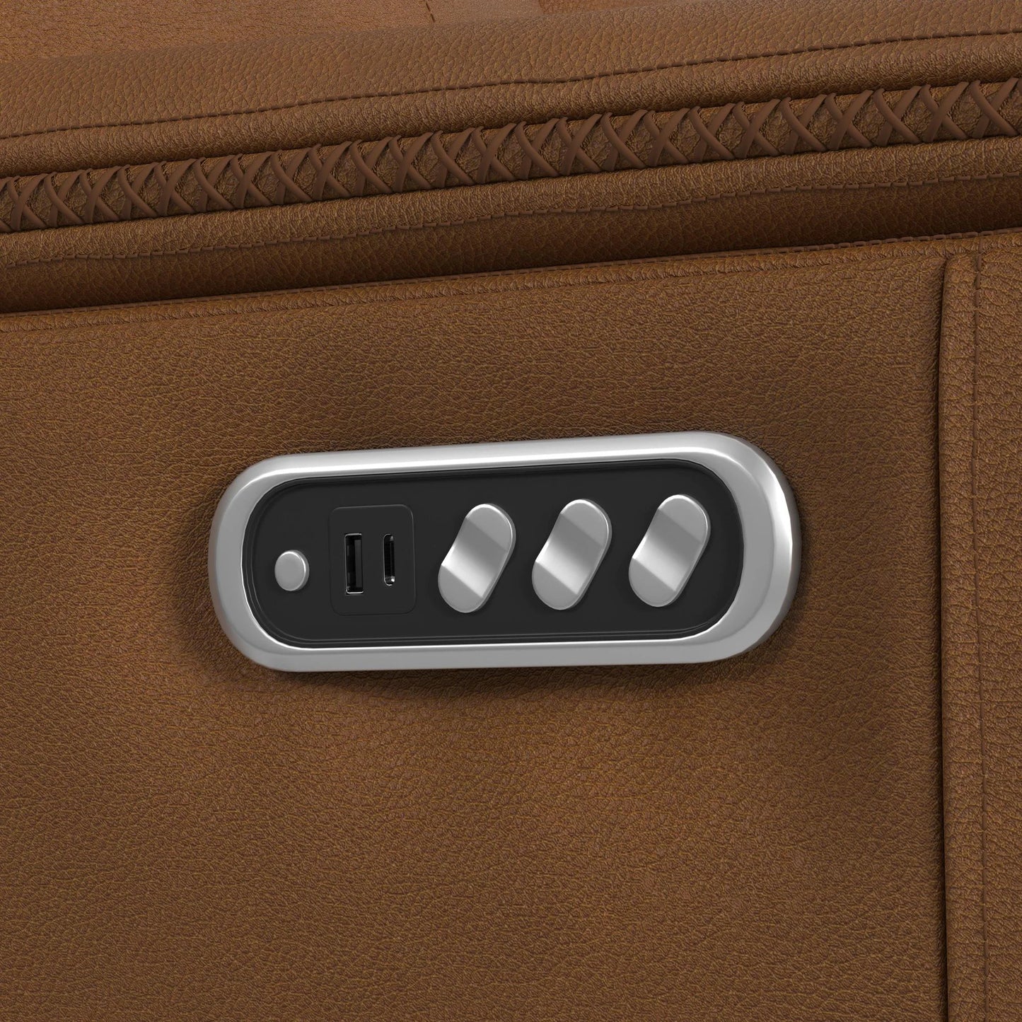 Mustang - Power Motion Loveseat With Console, Power Headrest And Lumbar - Butternut