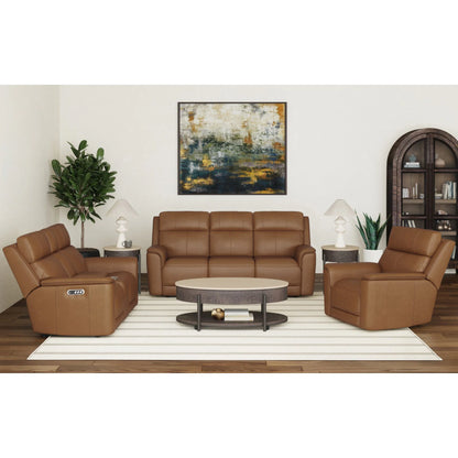 Mustang - Power Motion Loveseat With Console, Power Headrest And Lumbar - Butternut