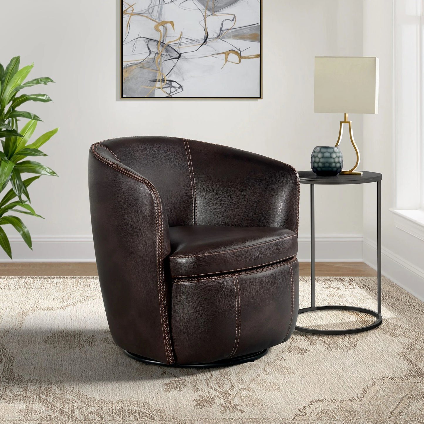 Vito - Swivel Chair - Pebble Brown