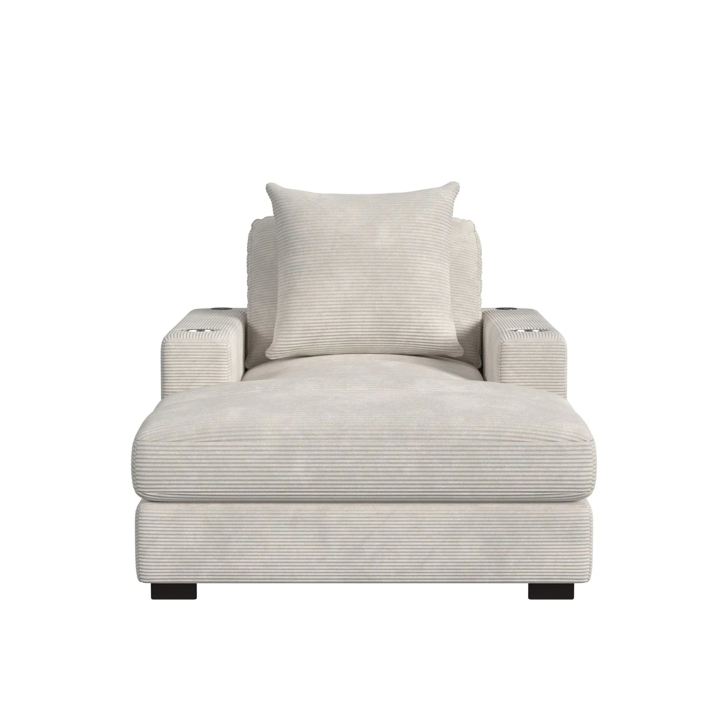 Arizona - Chaise With 1 Pillow 20", 2 Cupholders And 2 USB - Steno Beige