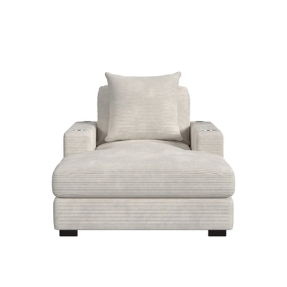 Arizona - Chaise With 1 Pillow 20", 2 Cupholders And 2 USB - Steno Beige