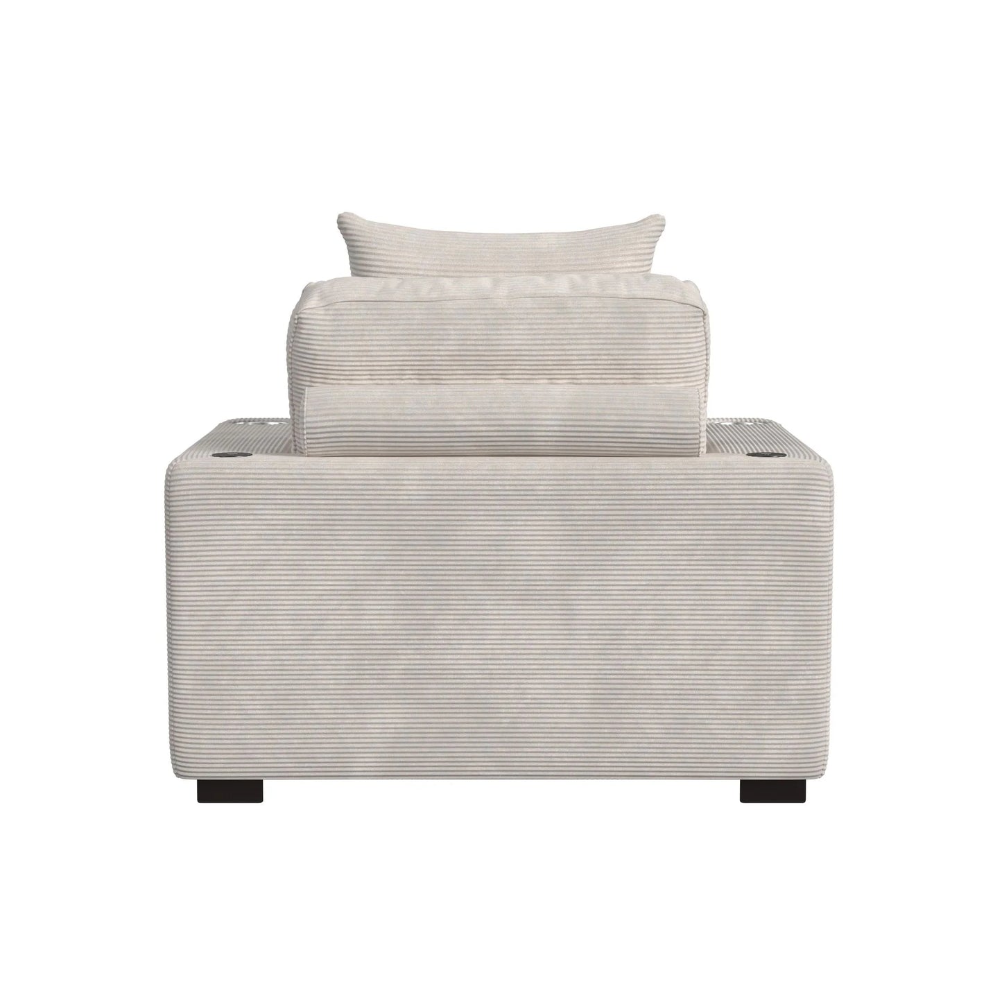 Arizona - Chaise With 1 Pillow 20", 2 Cupholders And 2 USB - Steno Beige