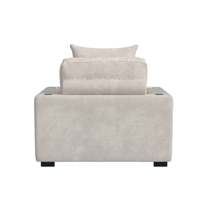 Arizona - Chaise With 1 Pillow 20", 2 Cupholders And 2 USB - Steno Beige