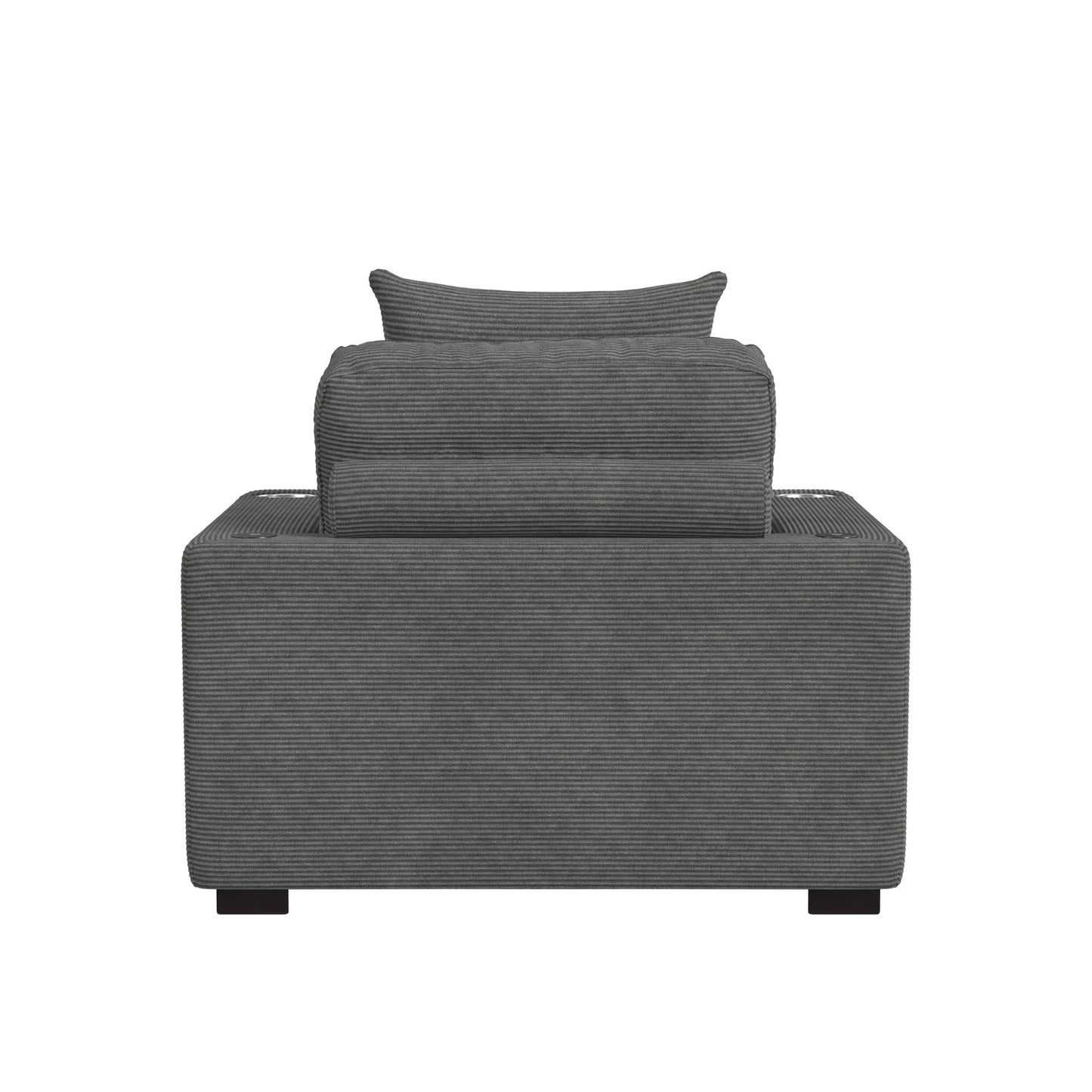 Arizona - Chaise With 1 Pillow 20", 2 Cupholders And 2 USB - Steno Charcoal