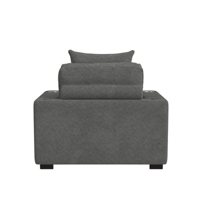 Arizona - Chaise With 1 Pillow 20", 2 Cupholders And 2 USB - Steno Charcoal