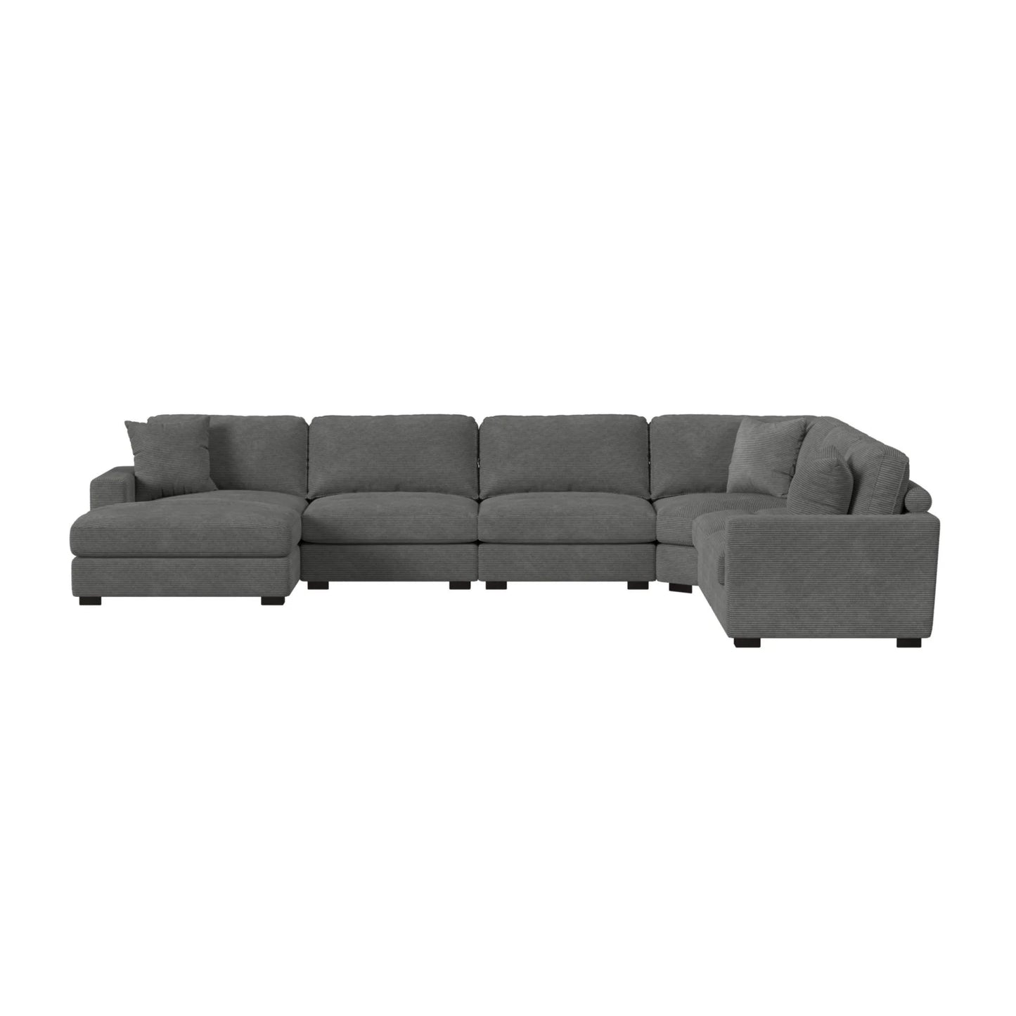 Arizona - Modular 6 Piece Sectional Set With LHF Chaise - Steno Charcoal