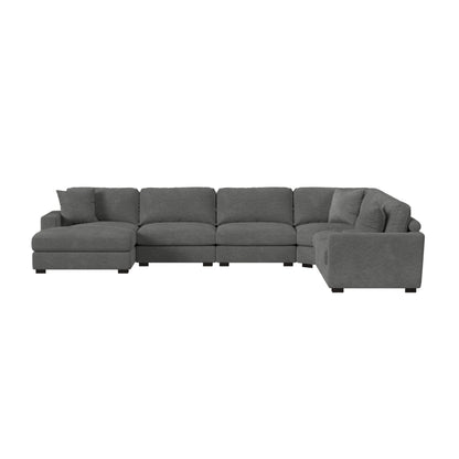 Arizona - Modular 6 Piece Sectional Set With LHF Chaise - Steno Charcoal