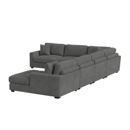 Arizona - Modular 6 Piece Sectional Set With RHF Chaise - Steno Charcoal
