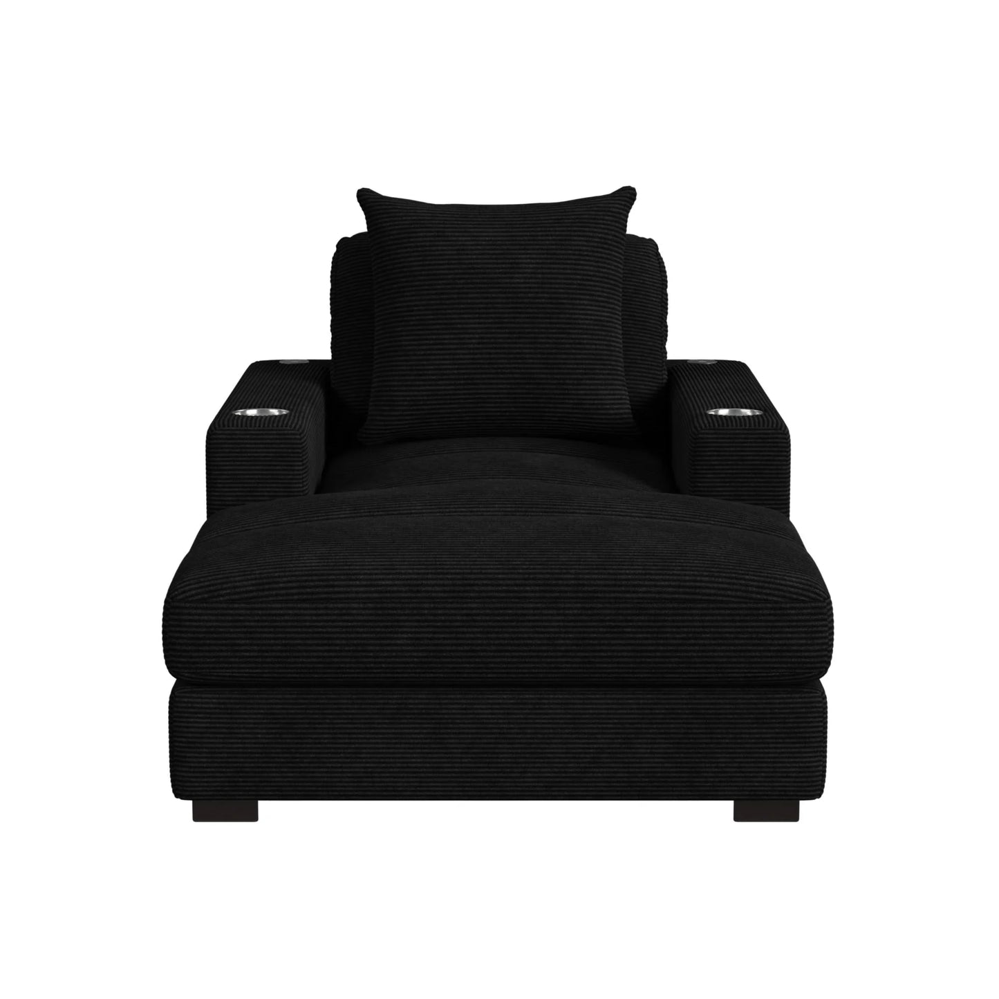 Arizona - Chaise With 1 Pillow 20", 2 Cupholders And 2 USB - Steno Black