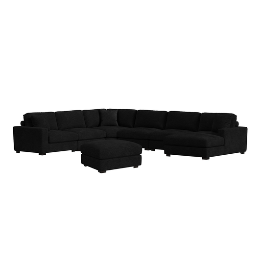Arizona - 7 Piece Sectional Set With RHF Chaise - Steno Black