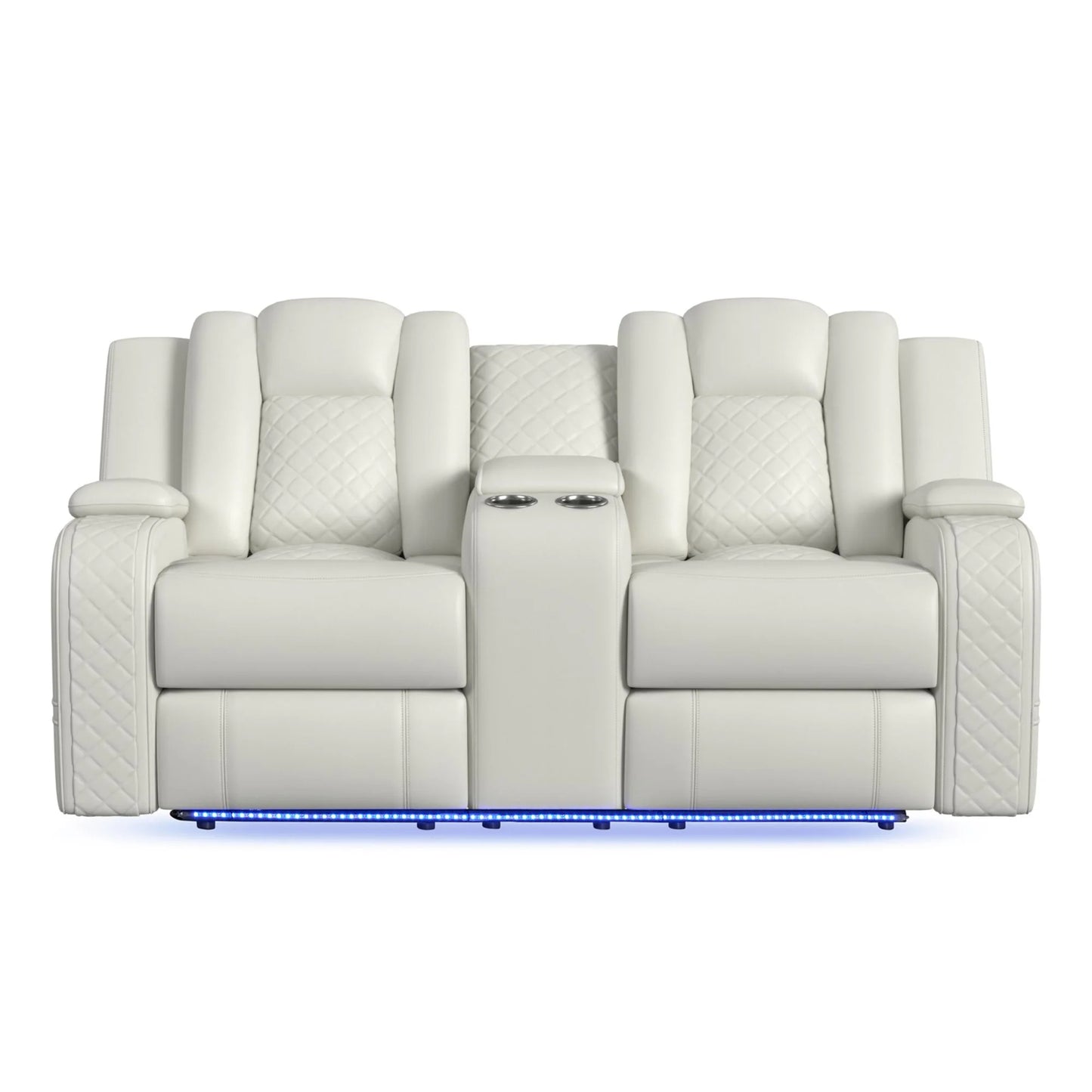 Carlo - Power Motion Loveseat With Power Headrest, Console And LED - Pebble Oyster