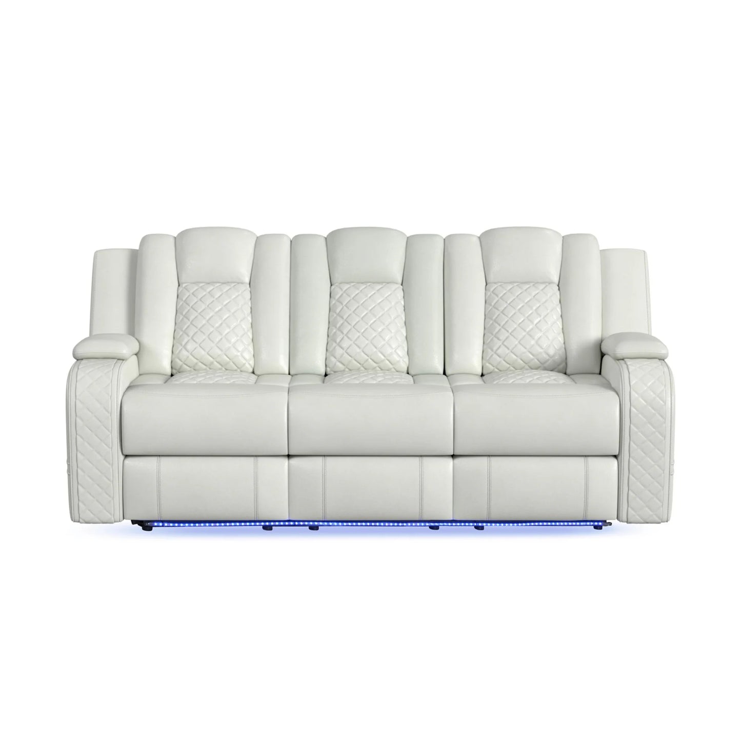 Carlo - Power Motion Sofa With Power Headrest, Dropdown Table, Power Strip, LED And Reading Light - Pebble Oyster