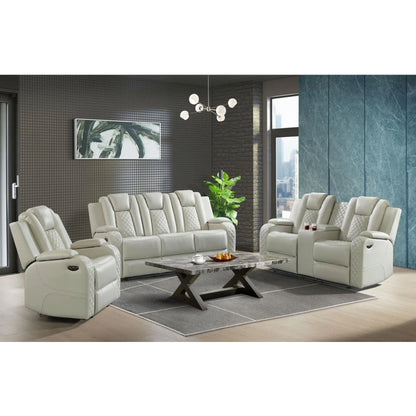 Carlo - 3 Piece Living Room Set (Sofa, Loveseat & Recliner) - Pebble Oyster