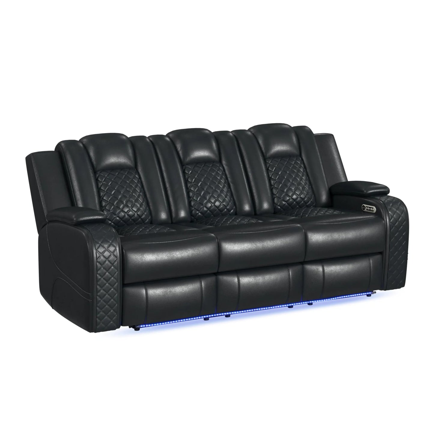 Carlo - 3 Piece Living Room Set (Sofa, Loveseat & Recliner) - Pebble Black