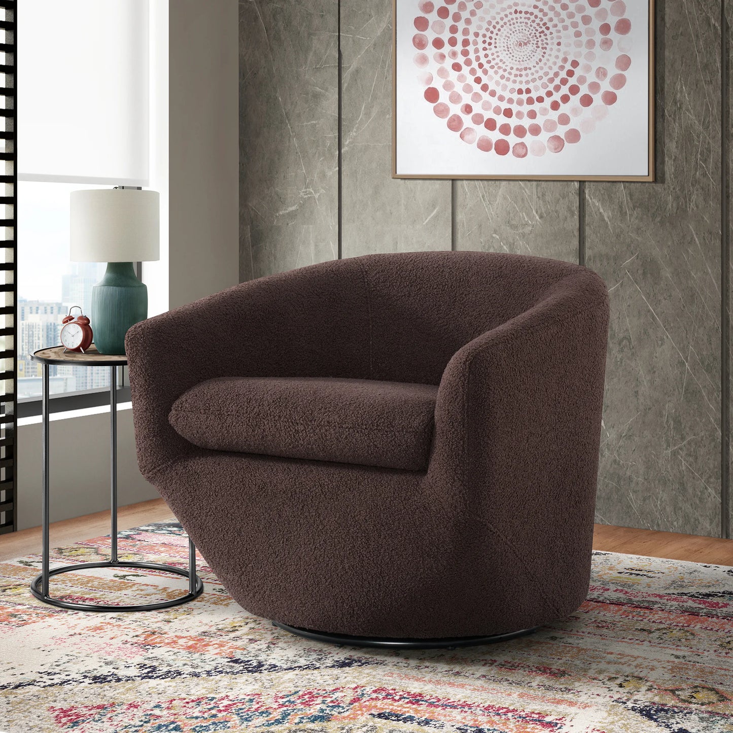 Dior - Swivel Chair - Feather Chocolate
