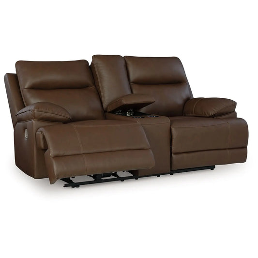 Vonryan - Tobacco - Power Reclining Loveseat With Console / Adj Headrest