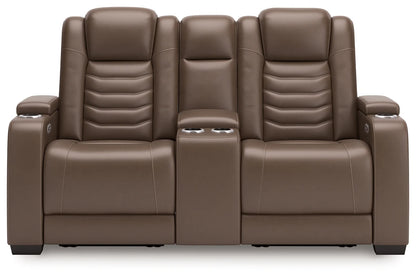 High Impact - Tobacco - Power Reclining Loveseat With Console / Adj Hdrst-2