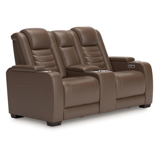 High Impact - Tobacco - Power Reclining Loveseat With Console / Adj Hdrst