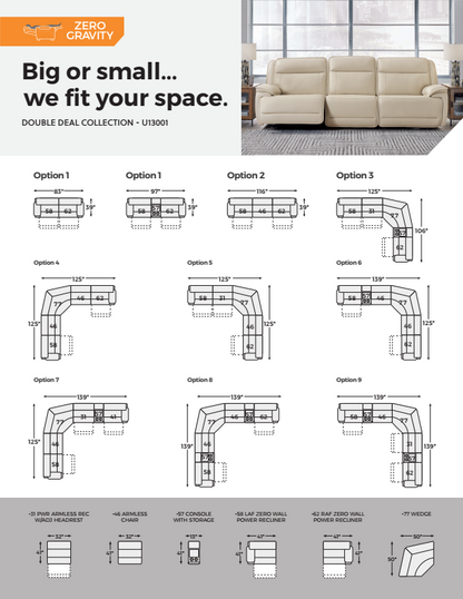 Double Deal - Almond - 2-Piece Power Reclining Loveseat Sectional With Console