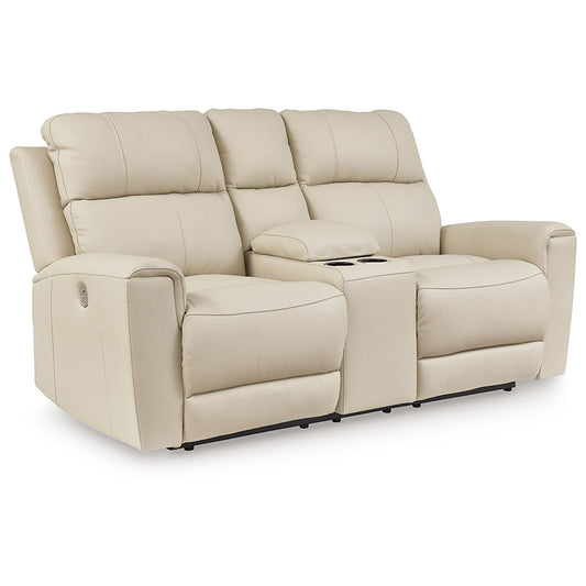 Dahlmoore - Almond - Dbl Power Reclining Loveseat With Console