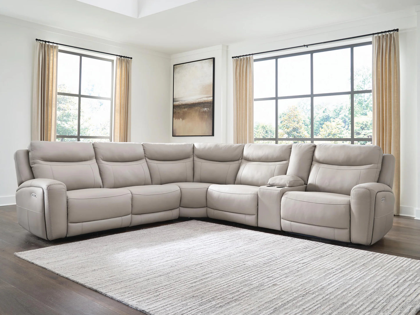 Gravier - 6-Piece Power Reclining Sectional With Storage Console - Gray
