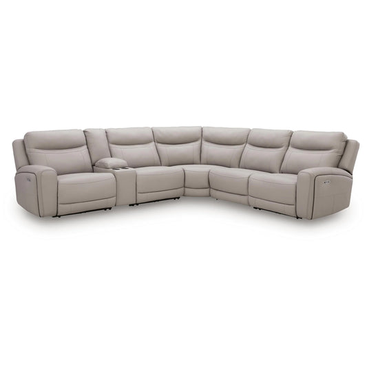 Gravier - 6-Piece Power Reclining Sectional With Storage Console - Gray