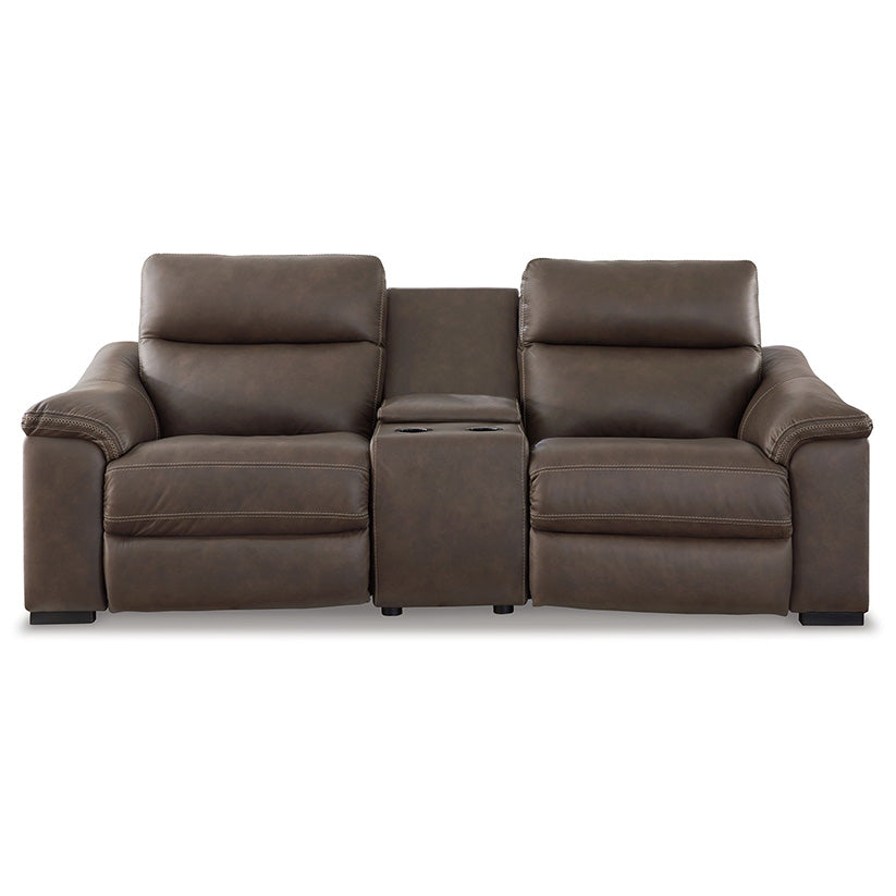 Salvatore - Chocolate - Power Reclining Loveseat With Console 3 Pc Sectional