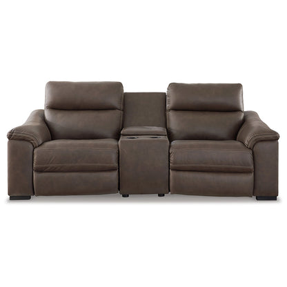 Salvatore - Chocolate - Power Reclining Loveseat With Console 3 Pc Sectional