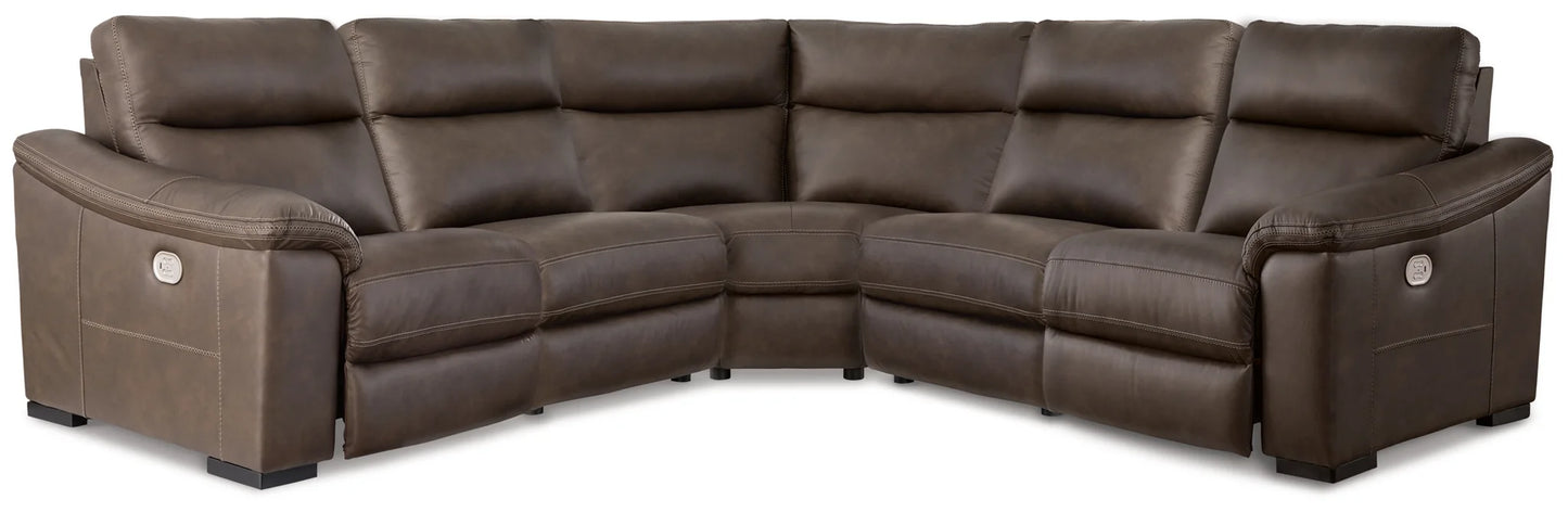 Salvatore - Chocolate - 5-Piece Power Reclining Sectional