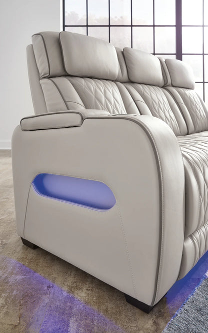 Boyington - Gray - Power Reclining Sofa With Adj Headrest 3