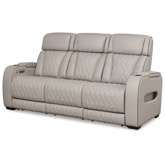 Boyington - Gray - Power Reclining Sofa With Adj Headrest