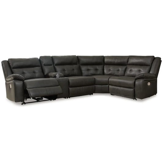 Mackie Pike - Storm - 5-Piece Power Reclining Sectional With Storage Console