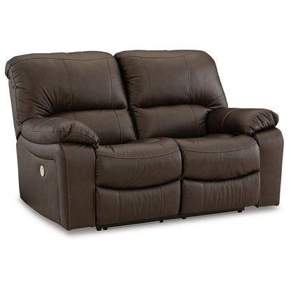 Leesworth - Dark Brown - Reclining Power Loveseat